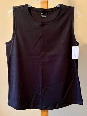 Christopher & Banks Black Crewneck Sleeveless Tank